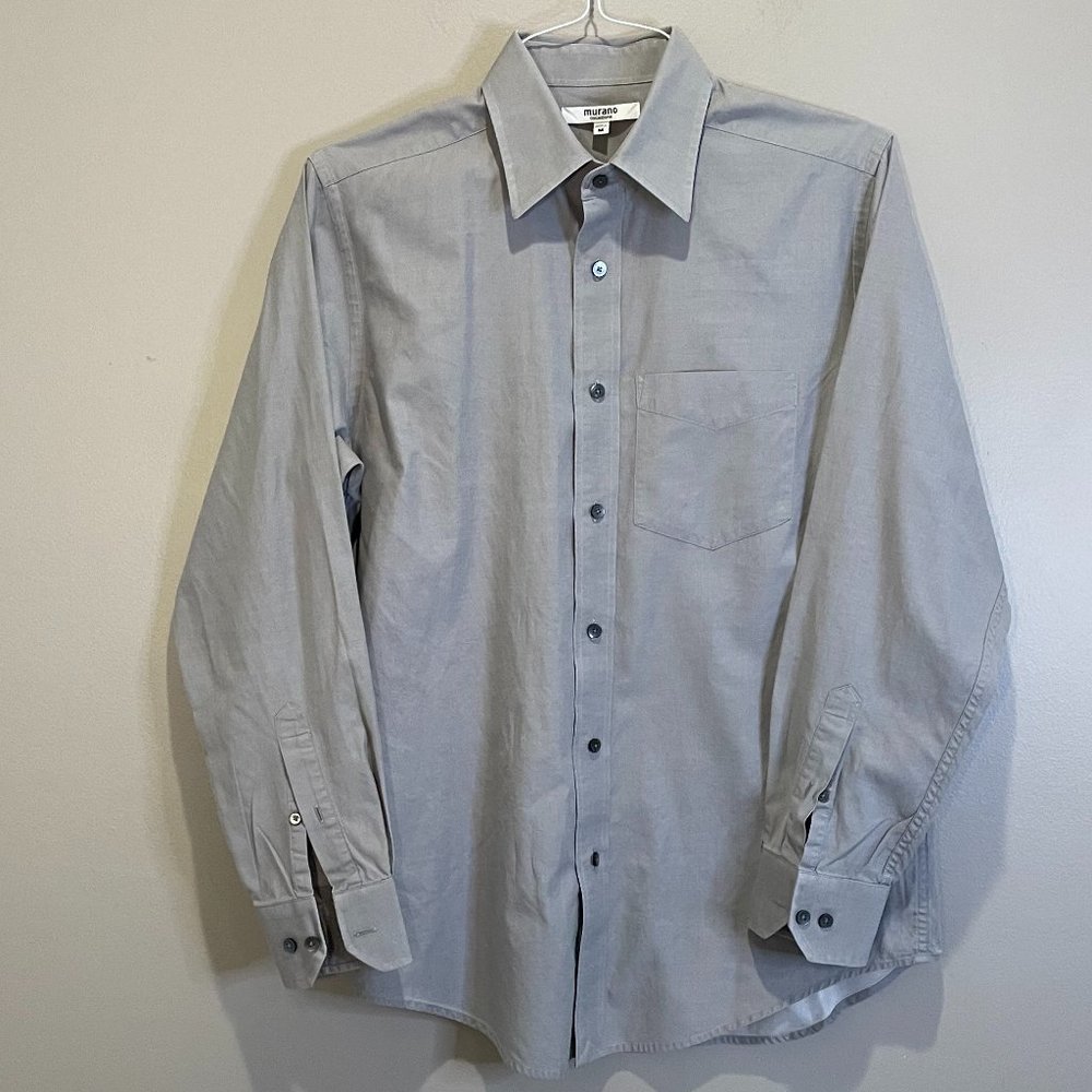 Murano Collezione Mens Dress Shirt sz M (15.5)  Dove Gray EUC